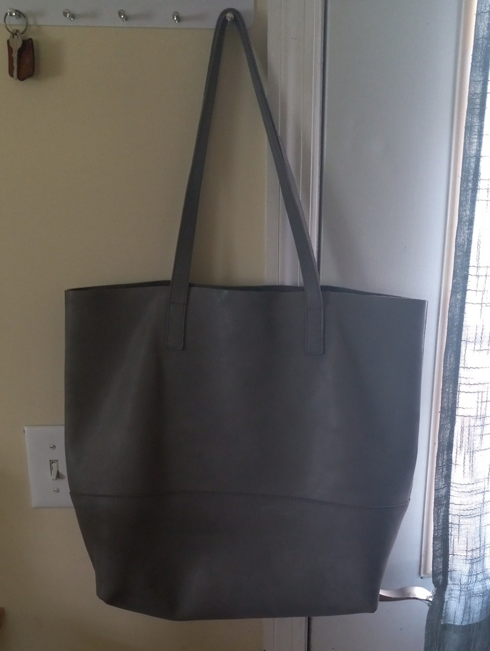 Everyday Large Gray Tote Bag with Long Straps